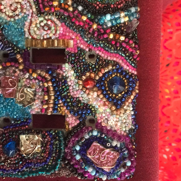 Handmade 3 plate light switch cover beaded - Picture 3 of 5